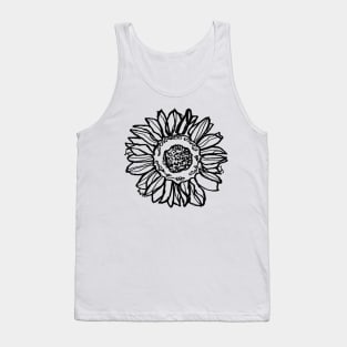 minimal sunflower, black and white plant artwork Tank Top